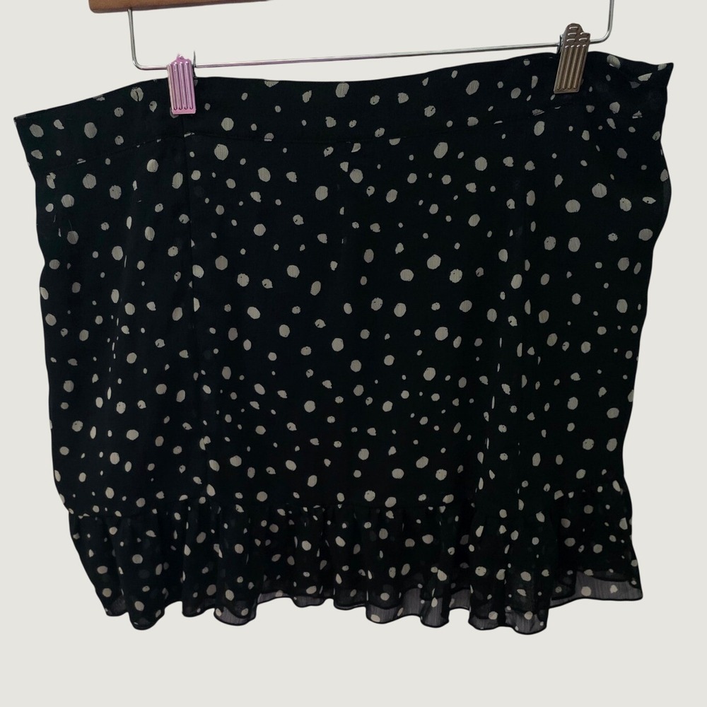 Urban Outfitters Ruffle Trim Rara Polka-Dot Mini-Skirt XL Black Tan Whimsigoth - Picture 5 of 12
